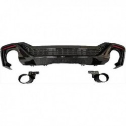 TUNING Diffusore estrattore paraurti posteriore AUDI A5, 2019- look RS 2021, nero lucido, con profilo nero
