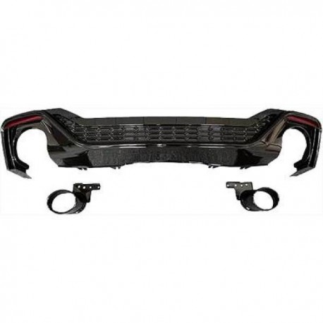 TUNING Diffusore estrattore paraurti posteriore AUDI A5, 2019- look RS 2021, nero lucido, con profilo nero