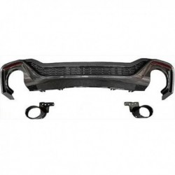 TUNING Diffusore estrattore paraurti posteriore AUDI A5, 2019- look RS 2021, Carbon look, con profilo nero