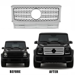TUNING Calandra griglia MERCEDES ClasseG W163, 1989-2013 senza logo, G55 LOOK cromato argento,