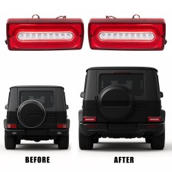 TUNING Set fari fanali posteriori LED MERCEDES ClasseG W463, 1999-2018 LED, rosso, con freccia dinamica sequenziale, A4638201964