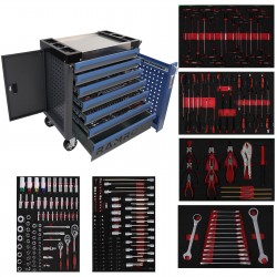 RAMROXX Premium carrello portautensili officina faidate meccanico, completo di 258 attrezzi, con ruote e chiave