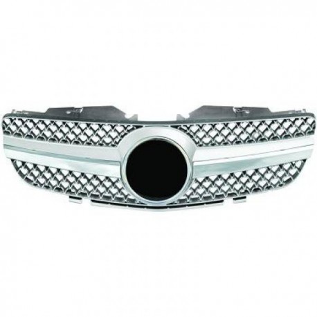 Calandra griglia TUNING MERCEDES SL R230 2001-2012 look Sport AMG cromata argento un listello incluso marchio