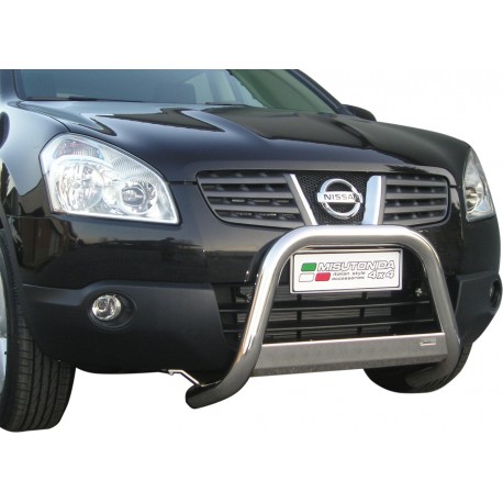 Bullbar anteriore OMOLOGATO NISSAN Qashqai 2007-2010 acciaio INOX mod Medium con marchio