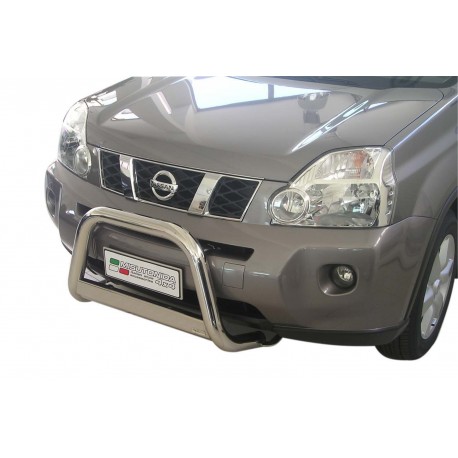 Bullbar anteriore OMOLOGATO NISSAN X-Trail 2007-2010 acciaio INOX mod Medium con marchio