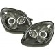 Set fari fanali proiettori anteriori TUNING per MERCEDES SLK R170 1996-2004 neri con anelli ANGEL EYES