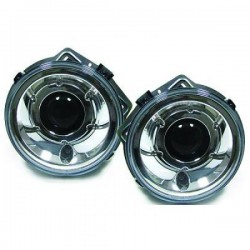 Set fari fanali proiettori anteriori TUNING MERCEDES Classe G W463 1989- lenticolari, per regolazione elettrica, cromati