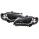 Set fari fanali proiettori anteriori TUNING per RENAULT MEGANE tutte 1996-02/1999 e SCENIC 1996-08/1999, neri con luce diurna DRL LED DAYLINE e freccia