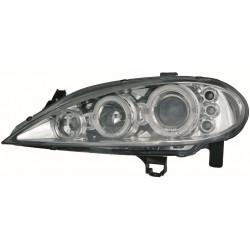 Set fari fanali proiettori anteriori TUNING per RENAULT MEGANE tutte 03/1999-10/2002, cromati con anelli ANGEL EYES