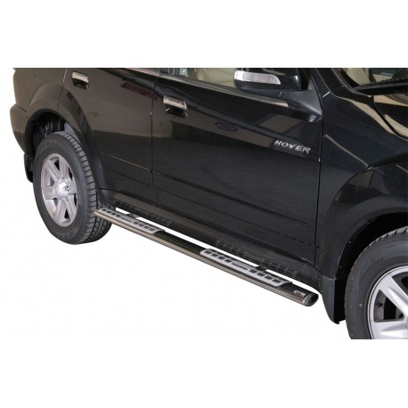 Coppia set pedane protezione sottoporta laterali TUNING SUV Great Wall Hover 2010- mod Design ovale acciaio inox anche nero opaco