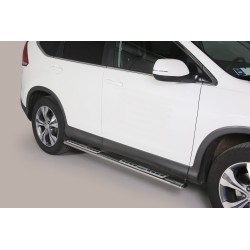 Coppia set pedane protezione sottoporta laterali TUNING SUV Honda CR-V 2012-2015 mod Design ovale acciaio inox anche nero opaco