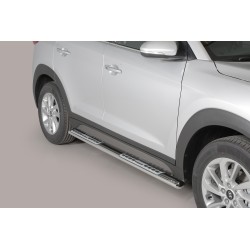 Coppia set pedane protezione sottoporta laterali TUNING SUV Hyundai Tucson 2015-2018 mod Design ovale acciaio inox anche nero opaco
