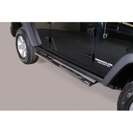 Coppia set pedane protezione sottoporta laterali TUNING SUV Jeep Wrangler 2011-2018 mod Grand ovali acciaio inox anche nero opaco