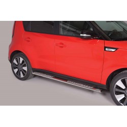 Coppia set pedane protezione sottoporta laterali TUNING SUV Kia Soul 2014-2018 mod Design ovale acciaio inox anche nero opaco
