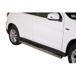 Coppia set pedane protezione sottoporta laterali TUNING SUV Mitsubishi ASX 2010-2016 mod Design ovale acciaio inox anche nero opaco