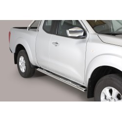 Coppia set pedane protezione sottoporta laterali TUNING SUV Nissan NP300 Navara 2016- KingCab mod Design ovale acciaio inox anche nero opaco