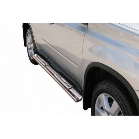 Coppia set pedane protezione sottoporta laterali TUNING SUV Nissan Xtrail X-trail 2007-2010 mod Design ovale acciaio inox anche nero opaco