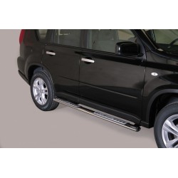 Coppia set pedane protezione sottoporta laterali TUNING SUV Nissan Xtrail X-trail 2011-2014 mod Design ovale acciaio inox anche nero opaco