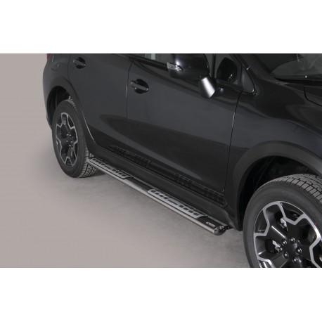 Coppia set pedane protezione sottoporta laterali TUNING SUV Subaru XV mod Design ovale acciaio inox anche nero opaco