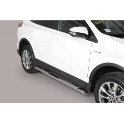 Coppia set pedane protezione sottoporta laterali TUNING SUV Toyota Rav4 2013 - Hybrid 2016-2018 mod Design ovale acciaio inox anche nero opaco