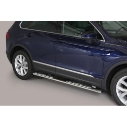 Coppia set pedane protezione sottoporta laterali TUNING SUV VW Tiguan 2016- mod Design ovale acciaio inox anche nero opaco