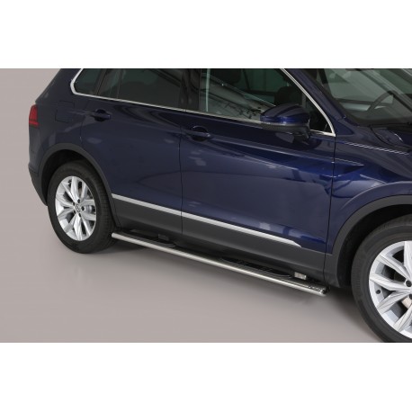 Coppia set pedane protezione sottoporta laterali TUNING SUV VW Tiguan 2016- mod Grand ovali acciaio inox anche nero opaco