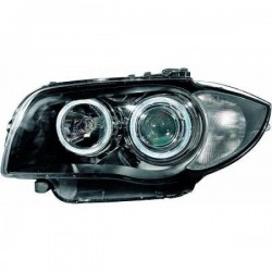 Set fari fanali anteriori ANGEL EYES LED TUNING BMW Serie1 2004 2005 2006 2007 2008 2009 2010 2011 nero H7+H7