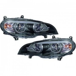 Set fari fanali anteriori ANGEL EYES TUNING BMW X5 2007 2008 2009 2010 2011 2012 2013 per reg elettrica