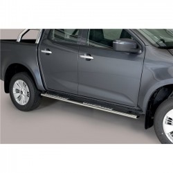 Coppia set pedane protezione sottoporta laterali TUNING SUV Isuzu D-Max doppia cabina Double Cab 2020- mod Design ovale acciaio inox anche nero opaco