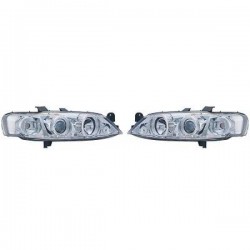 Set fari fanali proiettori anteriori TUNING OPEL VECTRA B 1999-2002 cromati ANGEL EYES