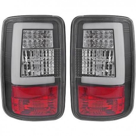 Set coppia fari fanali posteriori TUNING VW VOLKSWAGEN CADDY 2003 2004 2005 2006 2007 2008 2009 2010 2011 2012 2013 2014 2015 a LED rossi neri tubelight per porte battenti