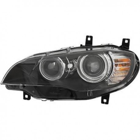 Faro fanale anteriore BIXENON sx BMW X6 E71 E72, 2008 2009 2010 2011 2012 2013 2014 senza luce direzionale curva, HELLA D1S senza accessori, oem 63 11 7 204 275