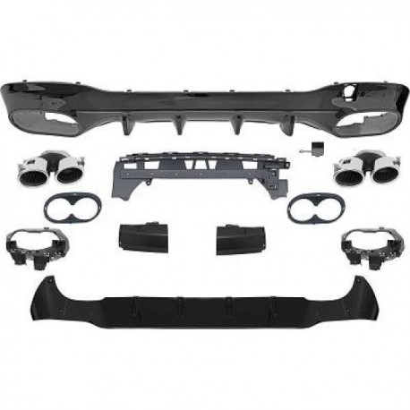 TUNING Diffusore estrattore posteriore MERCEDES CLA C118 4pt X118 SW Shooting Brake, 2019- Sport CLA 45-look, nero lucido, per Sport e Amg