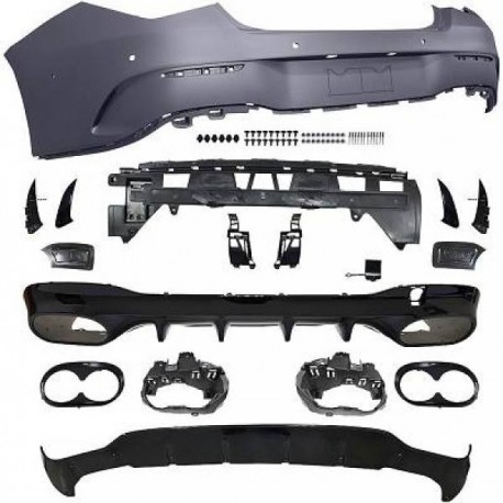 TUNING Paraurti posteriore MERCEDES CLA C118 4pt X118 SW Shooting Brake, 2019- Sport CLA 45-look, per o senza sensori 6 fori, sideview