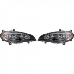 TUNING Set fari fanali anteriori FULL LED BMW X5, 2007 2008 2009 2010, nero, per vetture senza luci adattive, per vetture con xenon di serie