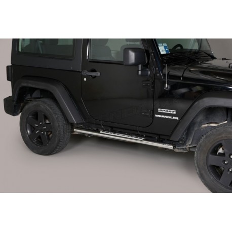 Coppia set pedane protezione sottoporta laterali TUNING SUV Jeep Wrangler 3pt 2011-2018, mod Design ovale, acciaio inox anche nero opaco