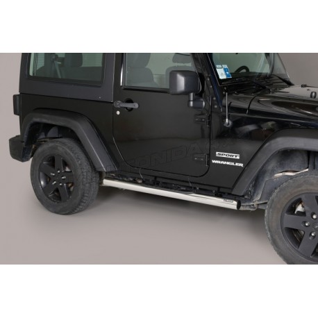 Coppia set pedane protezione sottoporta laterali TUNING SUV Jeep Wrangler 3pt 2011-2018, mod Grand, acciaio inox anche nero opaco